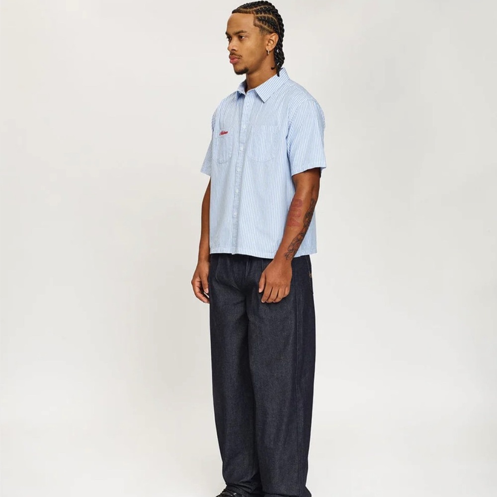 Mutimer Sky Blue Striped Men's Casual Shirt